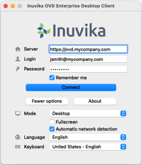 Inuvika Login Screenshot